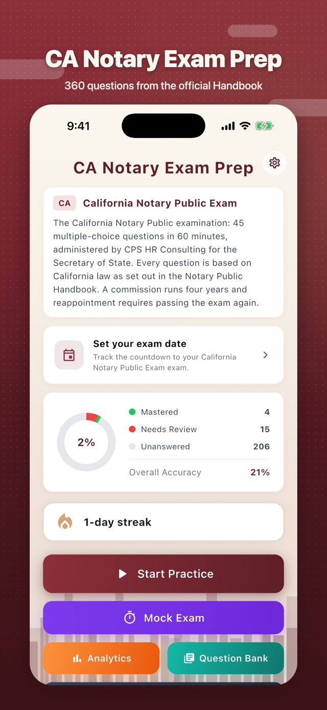 PrepLicense: CA Notary screenshot 1